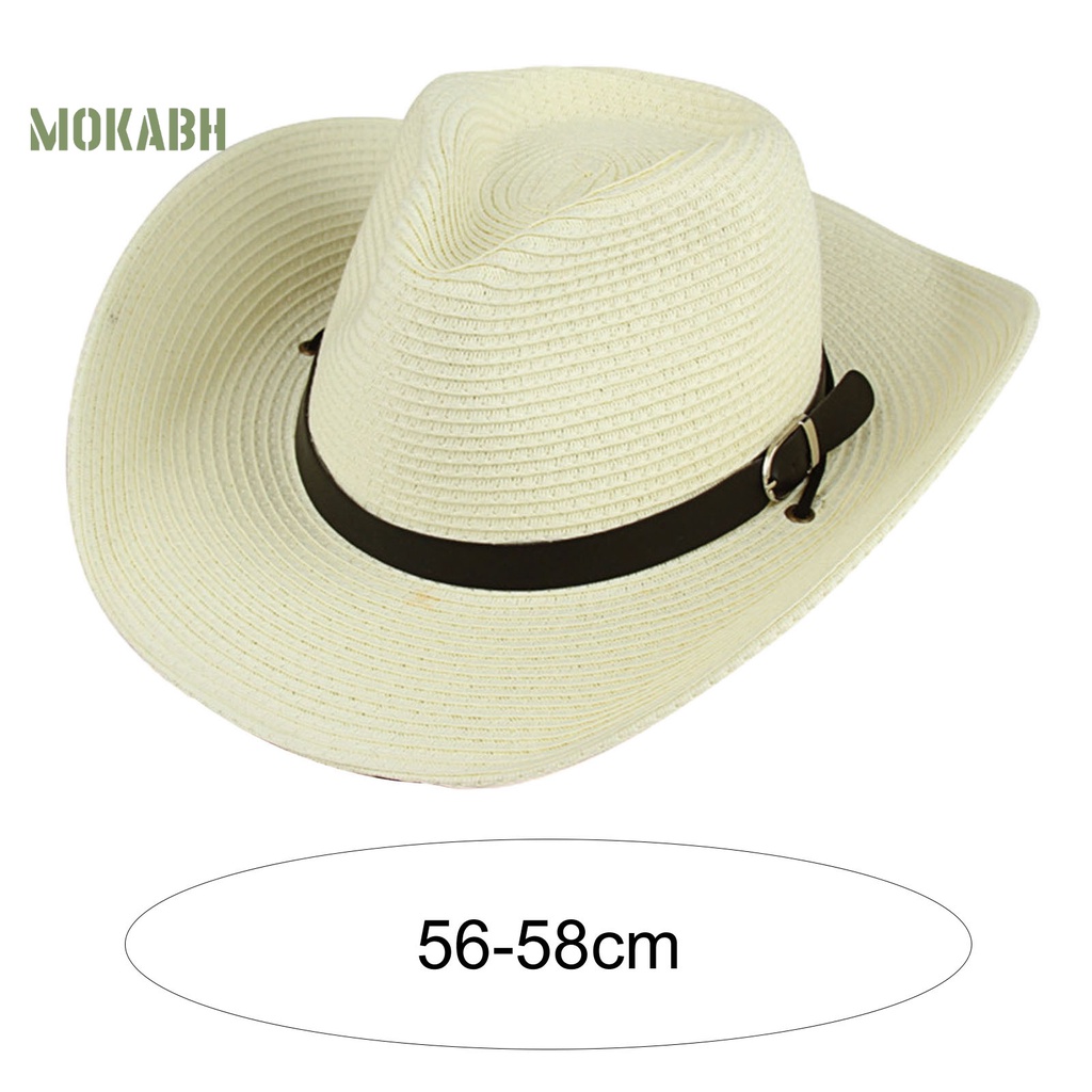 Abh [Mok] Mũ Rơm Vành Rộng Giả Da Phong Cách Phương Tây