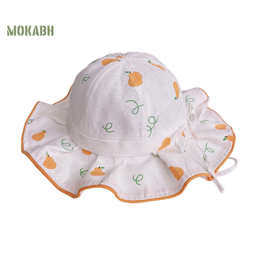 Mũ Bucket Cột Nơ Vành Rộng Họa Tiết Trái Cây Dễ Thương Xinh Xắn