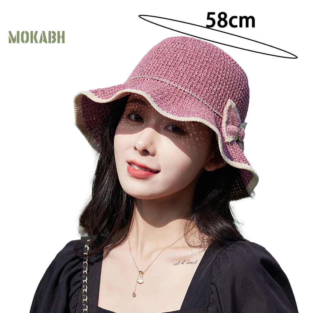 [Mok Abh] Mũ Vành Tròn Thoáng Khí Chống Nắng Có Thể Gấp Gọn Được Làm Thủ Công Cho Nữ