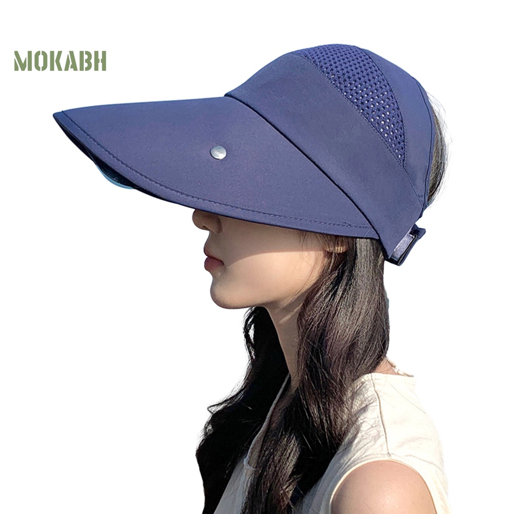 Mũ Chống Nắng Rộng Vành Hở Chóp Thoáng Khí Màu Sắc Trơn Kèm Kính Mát Có Dây Điều Chỉnh Được