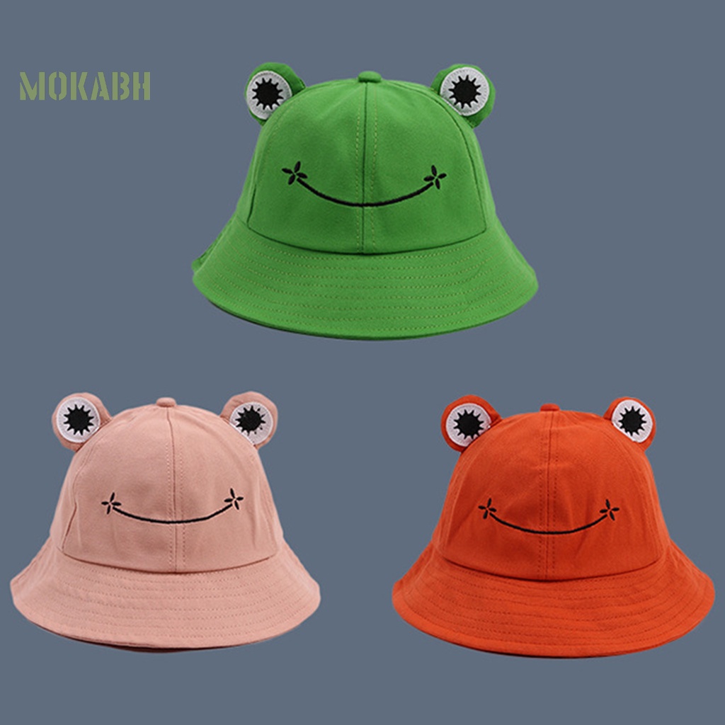 [Mok Abh] Mũ Bucket Chống Nắng Ngoài Trời Thiết Kế Hình Con Ếch Dễ Thương Cho Người Lớn Và Trẻ Em