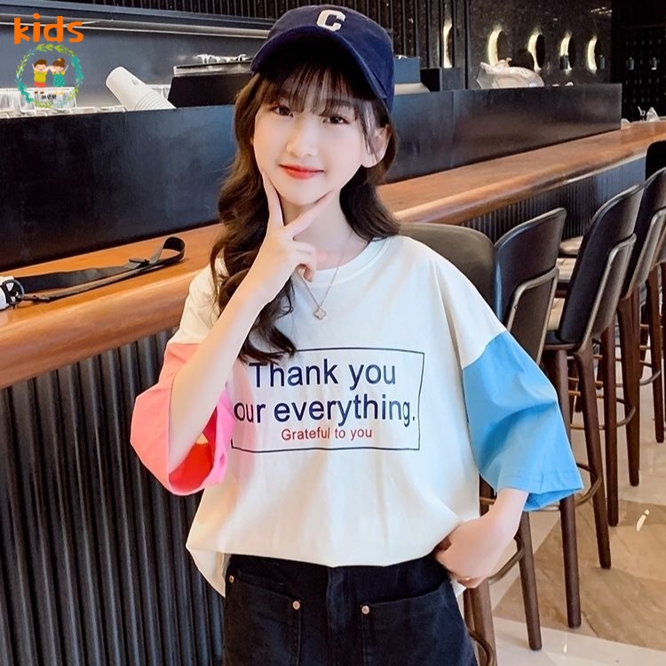 Áo Thun Cotton Tay Ngắn Phong Cách Thời Trang Mùa Hè Mới Cho Bé Gái 3-5 - 8-10 - 12-13 Tuổi