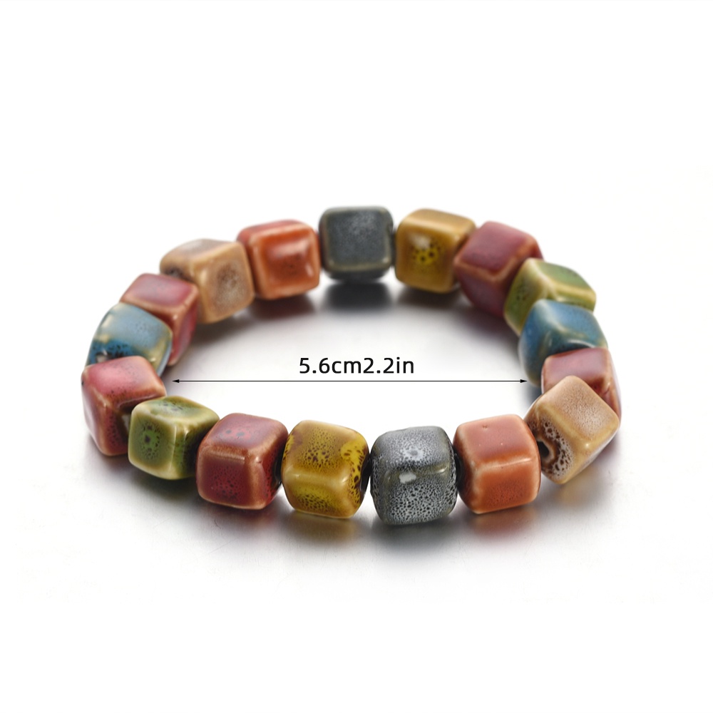 Vòng Tay Dây Thun Co Giãn Xâu Hạt Gốm Sứ Nhiều Màu Phong Cách Bohemian Cho Nữ