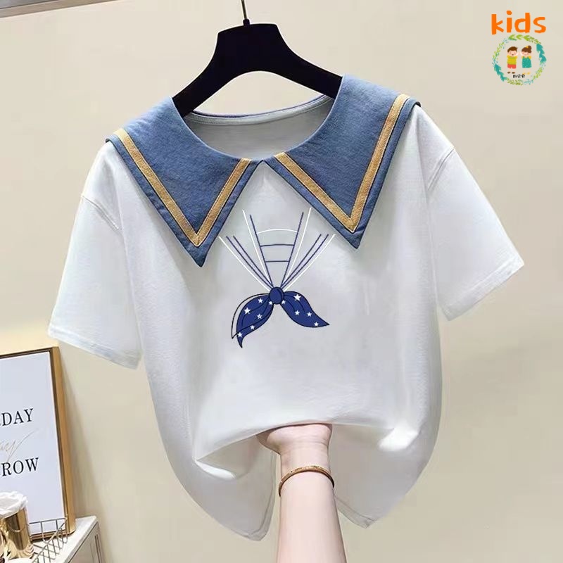 Áo Thun Cotton Tay Ngắn Phong Cách Thời Trang Mùa Hè Mới Cho Bé Gái 3-5 - 8-10 - 12-13 Tuổi