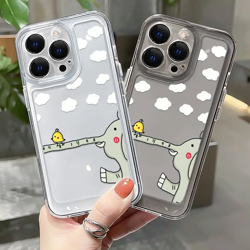 Ốp Điện Thoại TPU Mềm Trong Suốt Chống Sốc In Hình Chú Voi Dễ Thương Cho IPhone 11 14 13 12 Pro Max XS X XR 7 + 8 6 6S Plus Sự Bảo Vệ