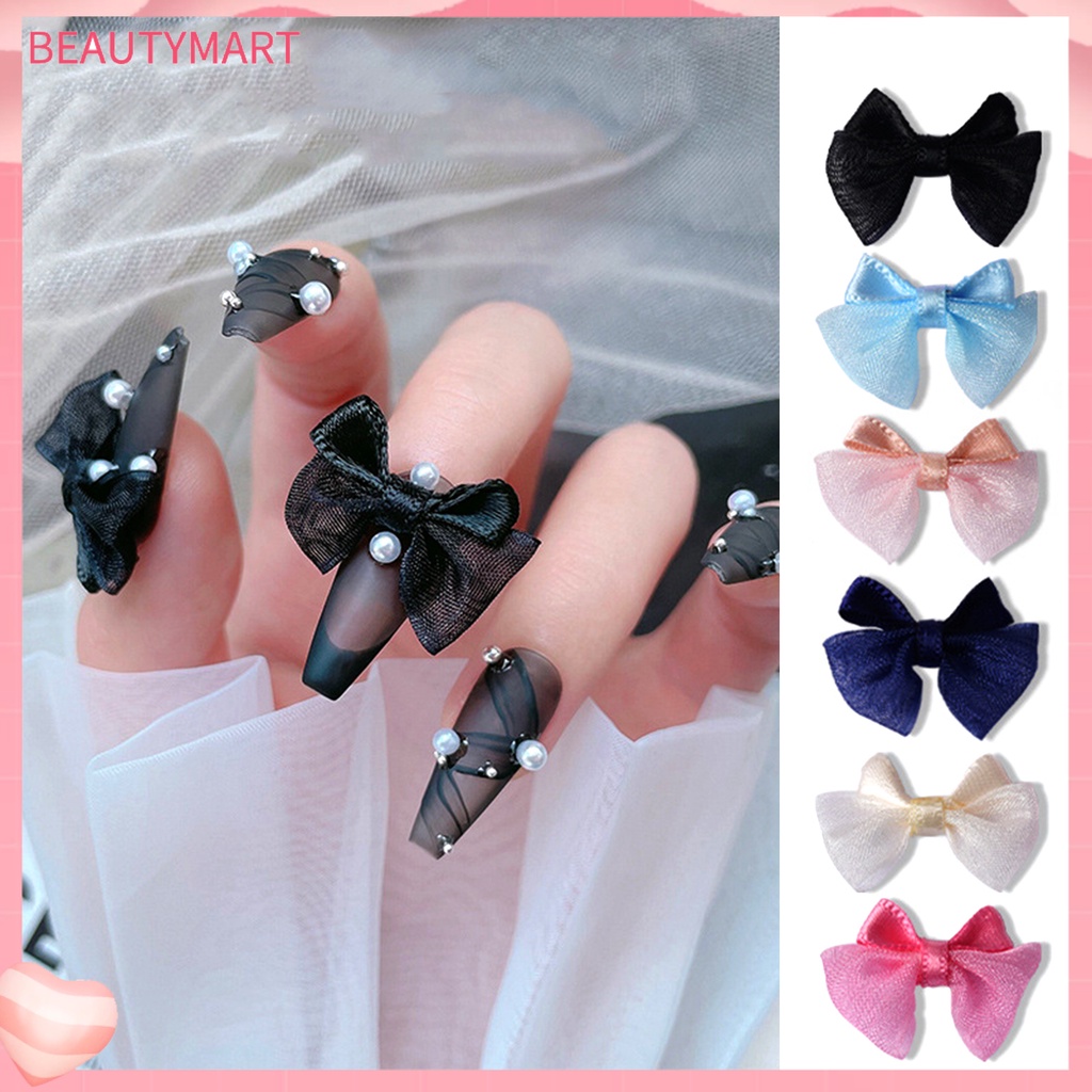 [beautymart] Set 2 Phụ Kiện Trang Trí Móng Tay Nghệ Thuật Tạo Hiệu Ứng Visual Effect Siêu Mềm Hình Nơ 3D Bằng Nhung Dành Cho Salon