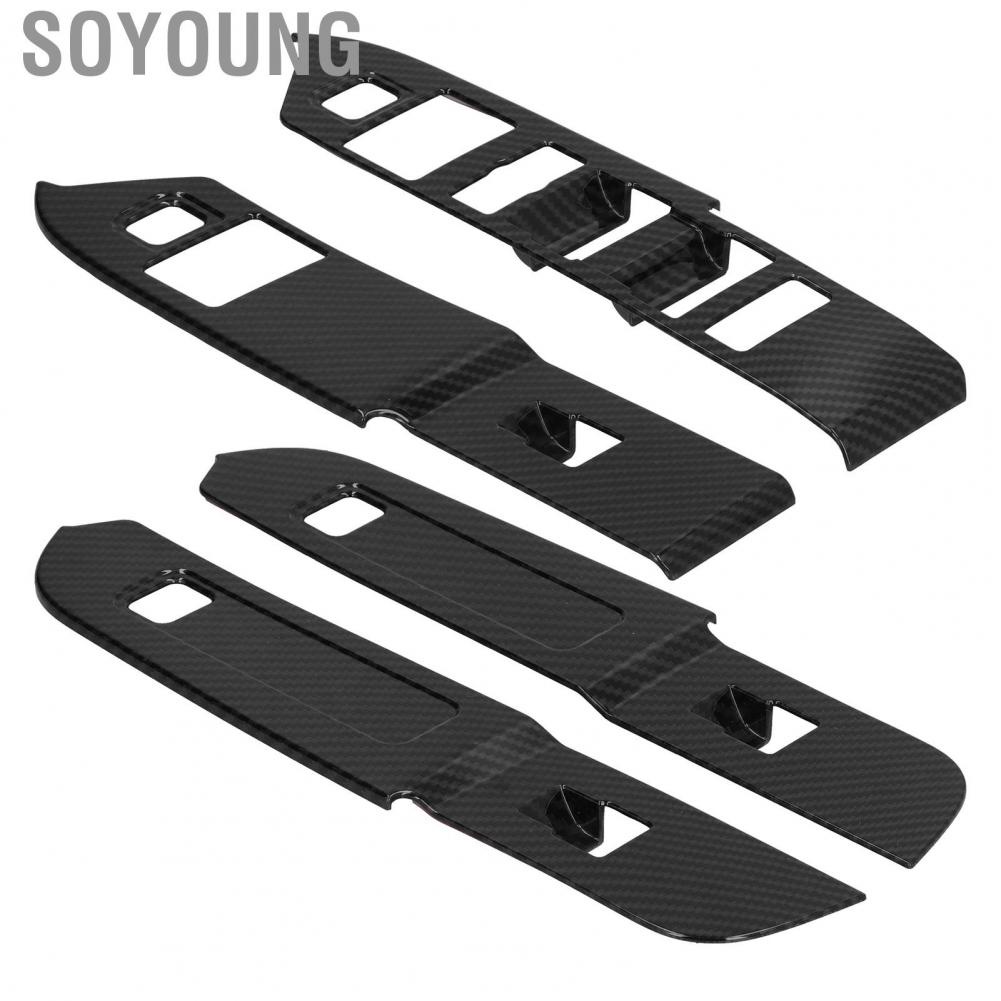 Soyoung 4PCS Window Lift Panel Switch Frame Carbon Fiber Color Replacement for Land Rover Defender 2020 Left Hand Drive