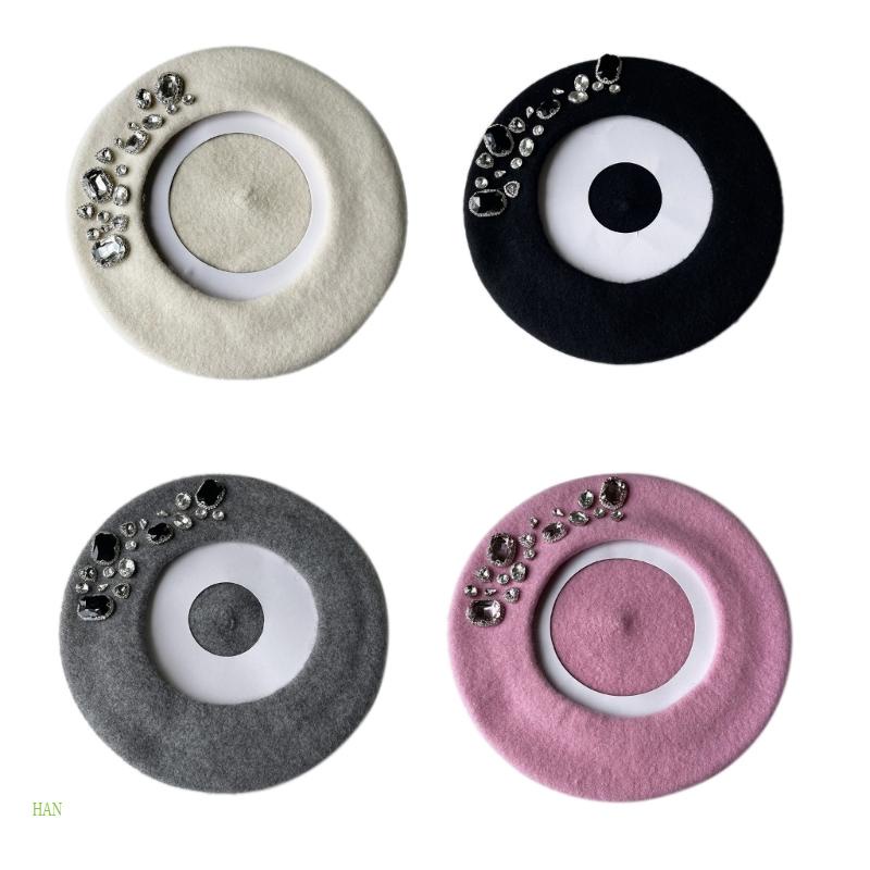 Mũ Beret Đính Đá Thời Trang Cho Nữ