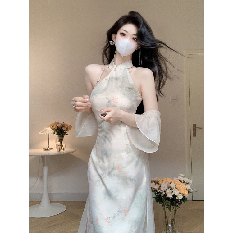 Glutinous Rice Đầm Sườn Xám Cách Tân Phong Cách Trung Hoa Mới Cho Nữ 6.16