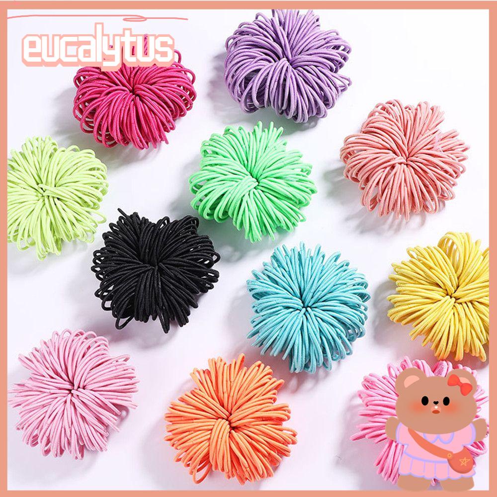 Bộ 100 Dây Buộc Tóc Cao Su Nylon 3CM Cho Nữ Giá Đỡ