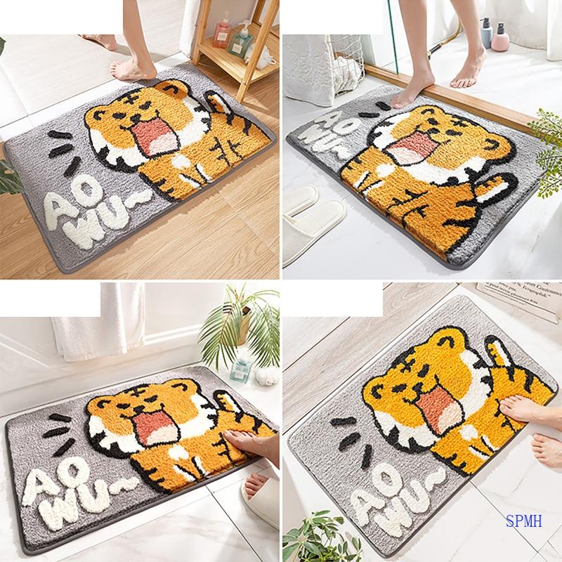 Thảm Chùi Chân Chống Trượt Thấm Hút Tốt In Hình Hổ Hoạt Hình Dễ Thương
