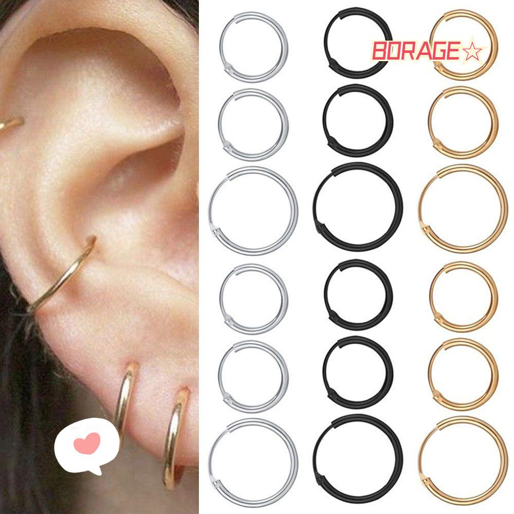 Khuyên Xỏ Sụn Phong Cách Punk|Bông Tai Tròn Nhiều Màu Sắc Phong Cách Hiphop