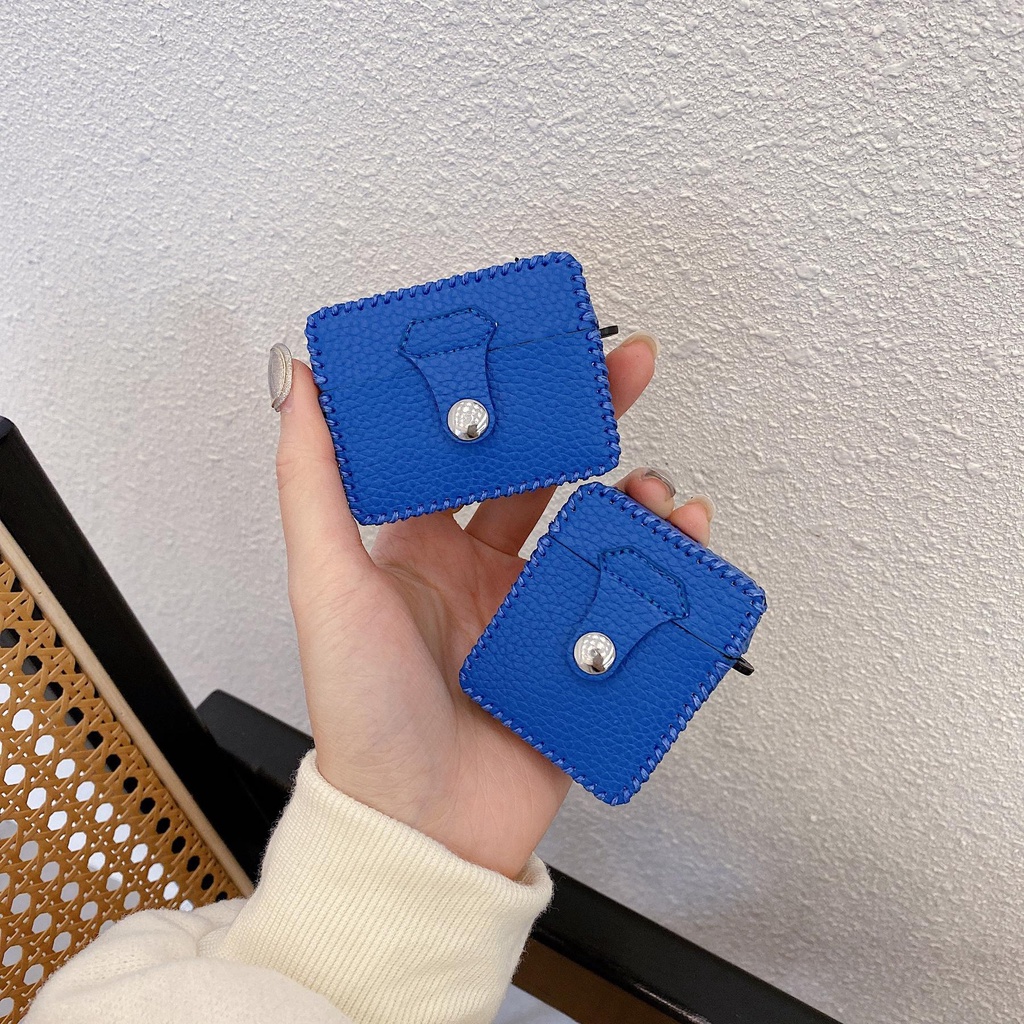 Ốp Điện Thoại Da PU Mềm Màu Trơn Có Dây Đeo Thời Trang Cho AirPods 1 / 2 gen3 pro2 2022