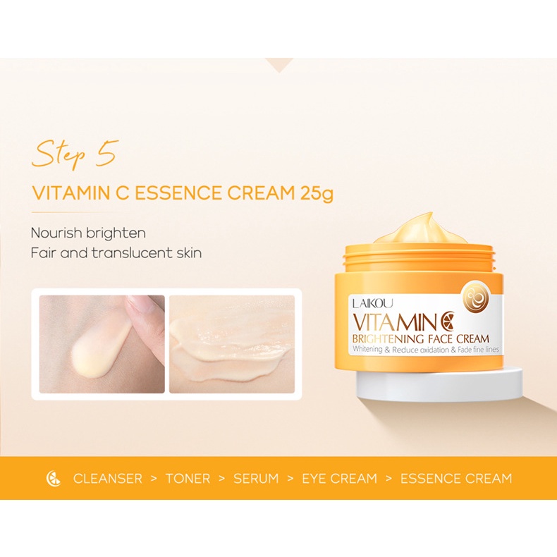 Bộ chăm sóc da 5 cái LAIKOU Vitamin C để dưỡng ẩm và làm trắng da mặt