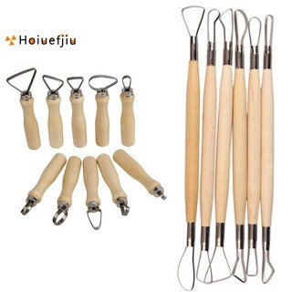 Bộ 16 dụng cụ điêu khắc tạo hình đất sét: 10 chiếc tay cầm bằng gỗ + 6 chiếc 8 inch
