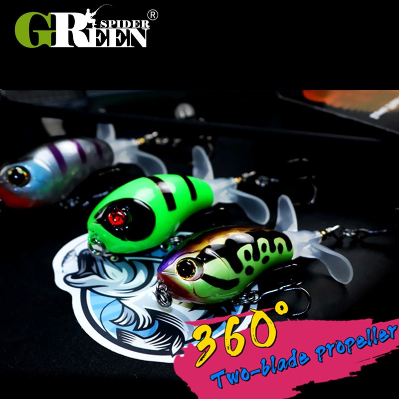 Greenspider Topwater Whopper Popper Mồi Câu Cá 7.5g 11g Mồi Nhân Tạo Cứng Popper Mềm Xoay Đuôi Câu C