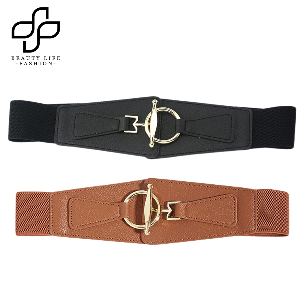 Thắt Lưng Giả Da Bản Rộng Co Giãn Tốt Màu Trơn Thời Trang Cho Nữ