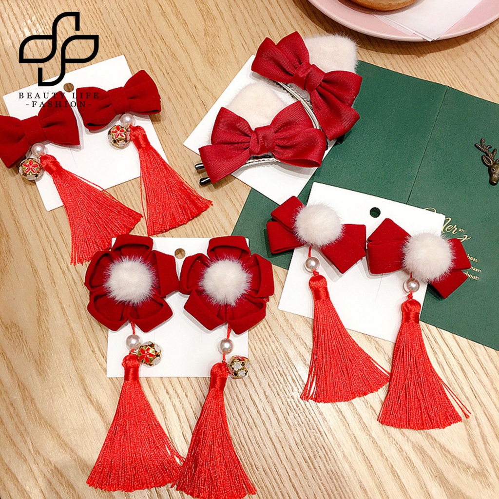 1 Cặp Kẹp Tóc Tua Rua Phong Cách Trung Hoa Cổ Điển Cho Bé Chụp Ảnh