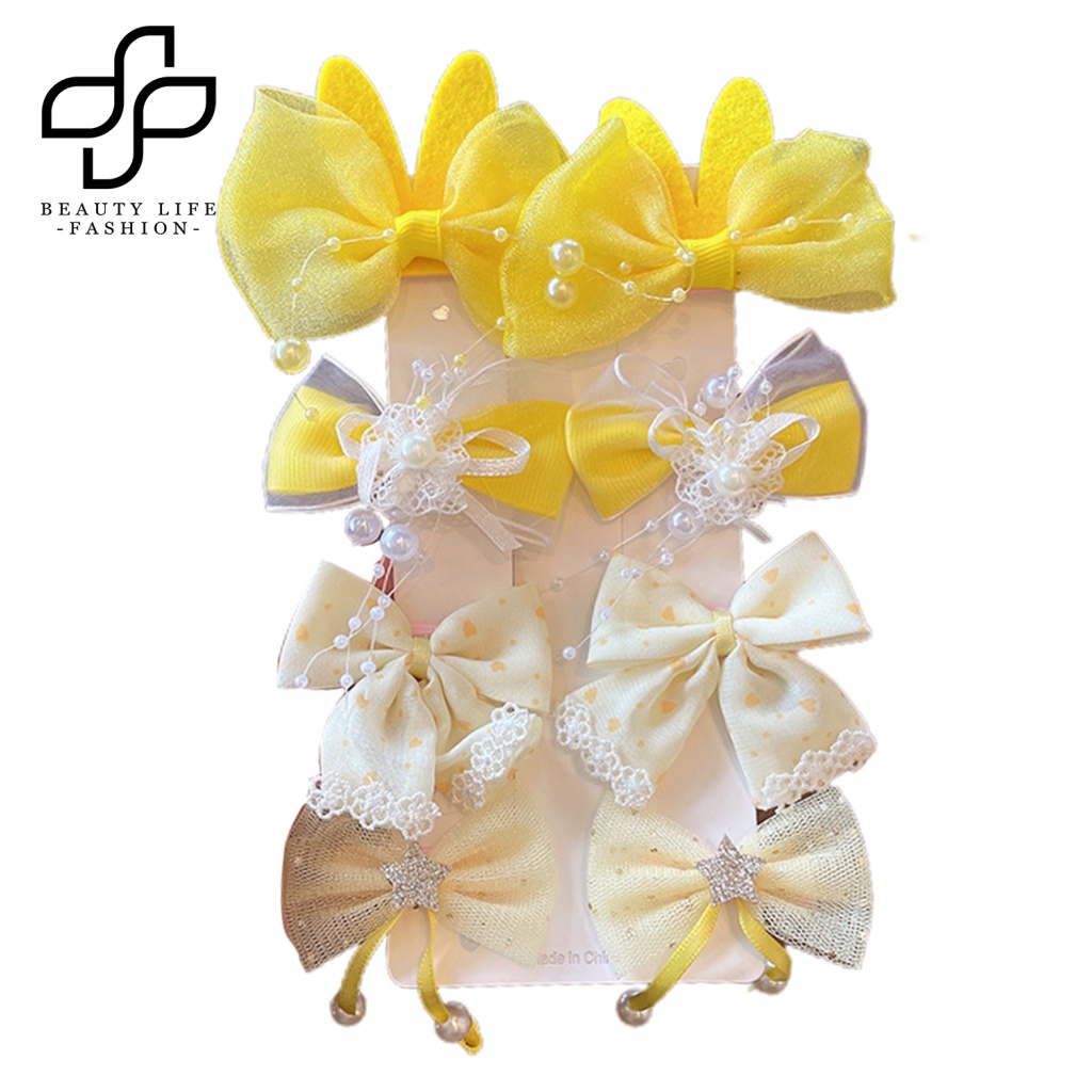 1 Set Kẹp Tóc Nơ Mềm Co Giãn Thoải Mái Cho Bé Gái