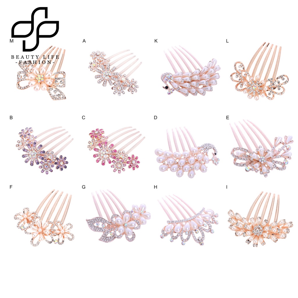 Lược Cài Tóc Đính Đá Lấp Lánh Dễ Sử Dụng