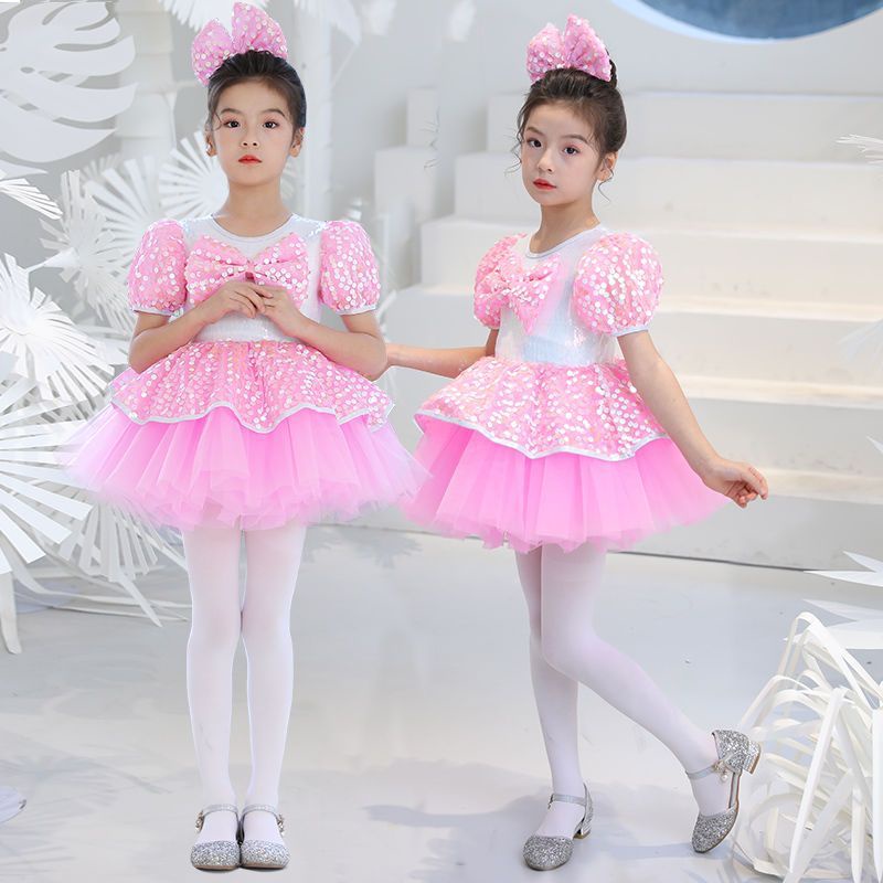 Đầm Công Chúa Biểu Diễn Nhảy Múa Bằng Vải Lưới Phồng Dễ Thương Cho Bé Gái