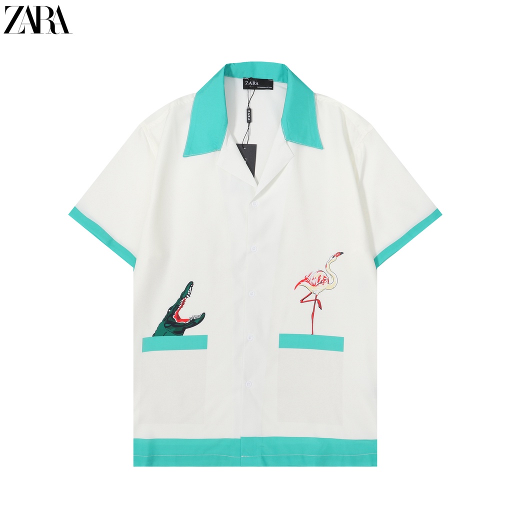 Z-a88r-a &amp; - Áo Sơ Mi Tay Ngắn In Hình Cá Sấu Và Chim Hạc Thời Trang Đường Phố Mới Nhất