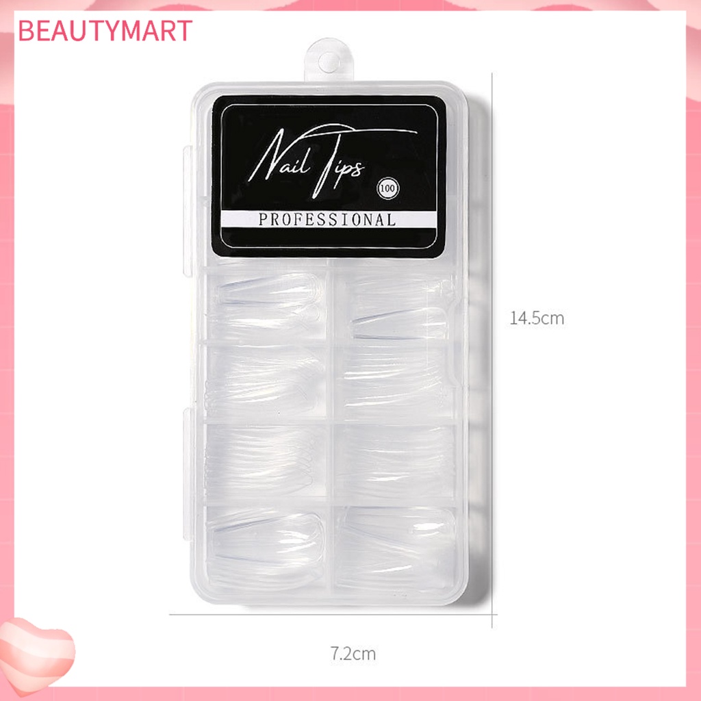 Hộp 100 Móng Tay Giả Trong Suốt Tái Sử Dụng Linh Hoạt Cho Nữ