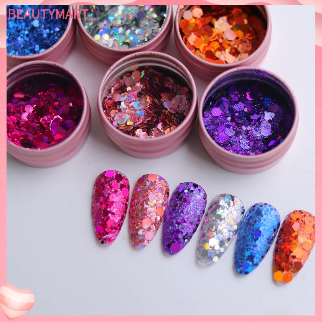 [beautymart] Hộp Sequin Lục Giác Siêu Mỏng Lấp Lánh Trang Trí Móng Nghệ Thuật