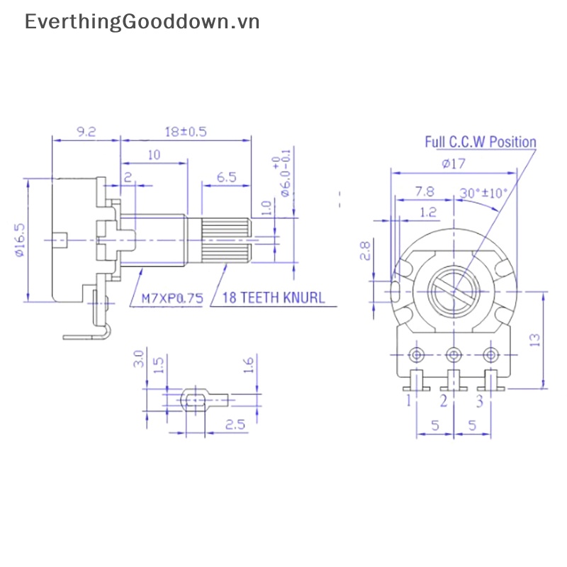 Chiết Áp Chuyên Dụng Cho Đàn Guitar Điện A250K / B250K / A500K / B500K vn