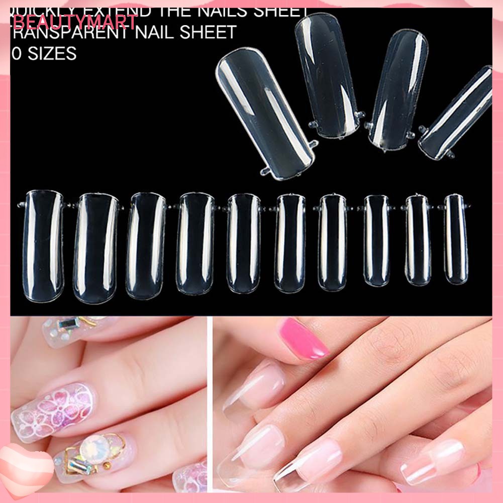 Bộ 100 Móng Tay Giả Bằng Acrylic Trong Suốt Toàn Diện