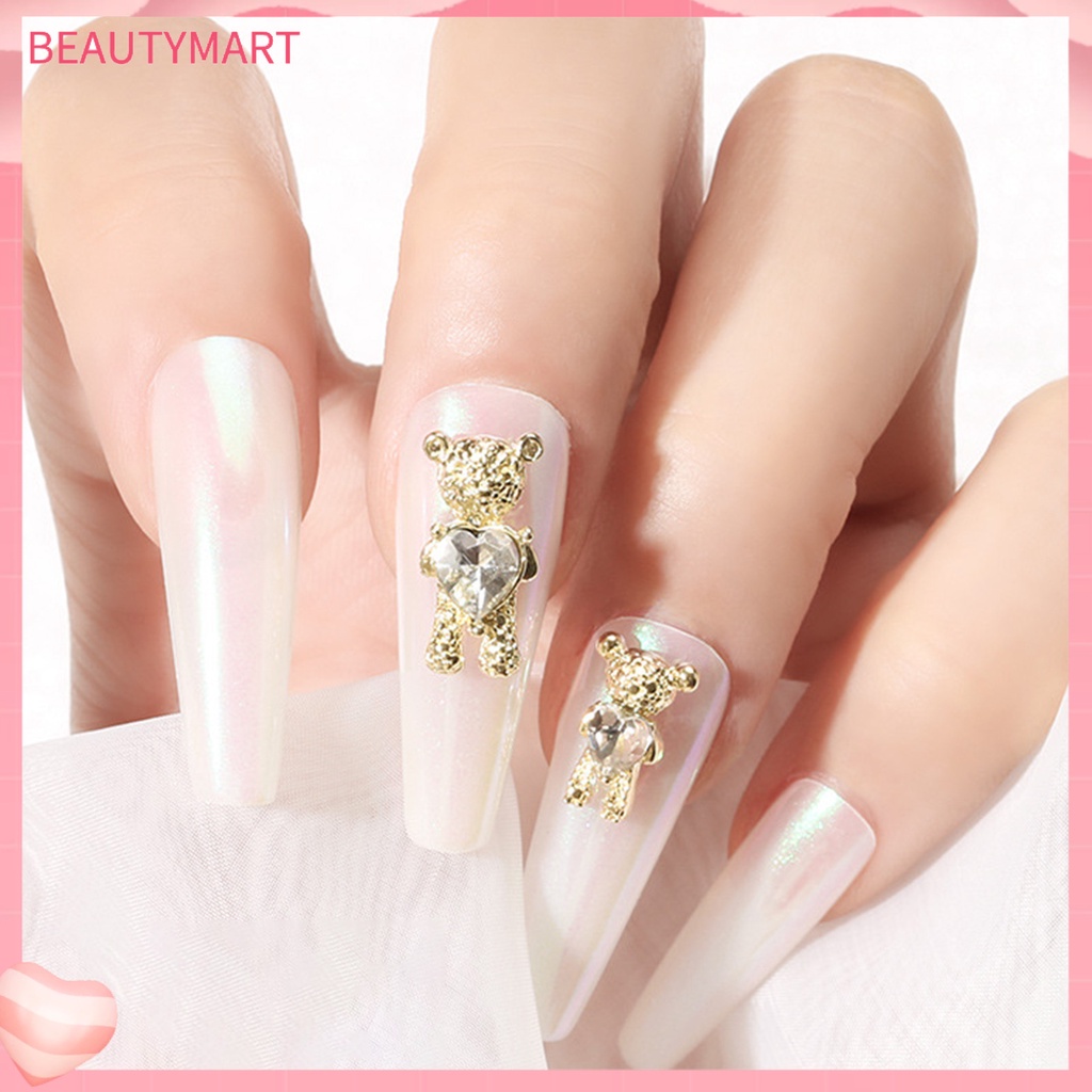 Túi 20 Phụ Kiện Trang Trí Móng Tay Hình Gấu 3D Bằng Hợp Kim Dễ Thương DIY