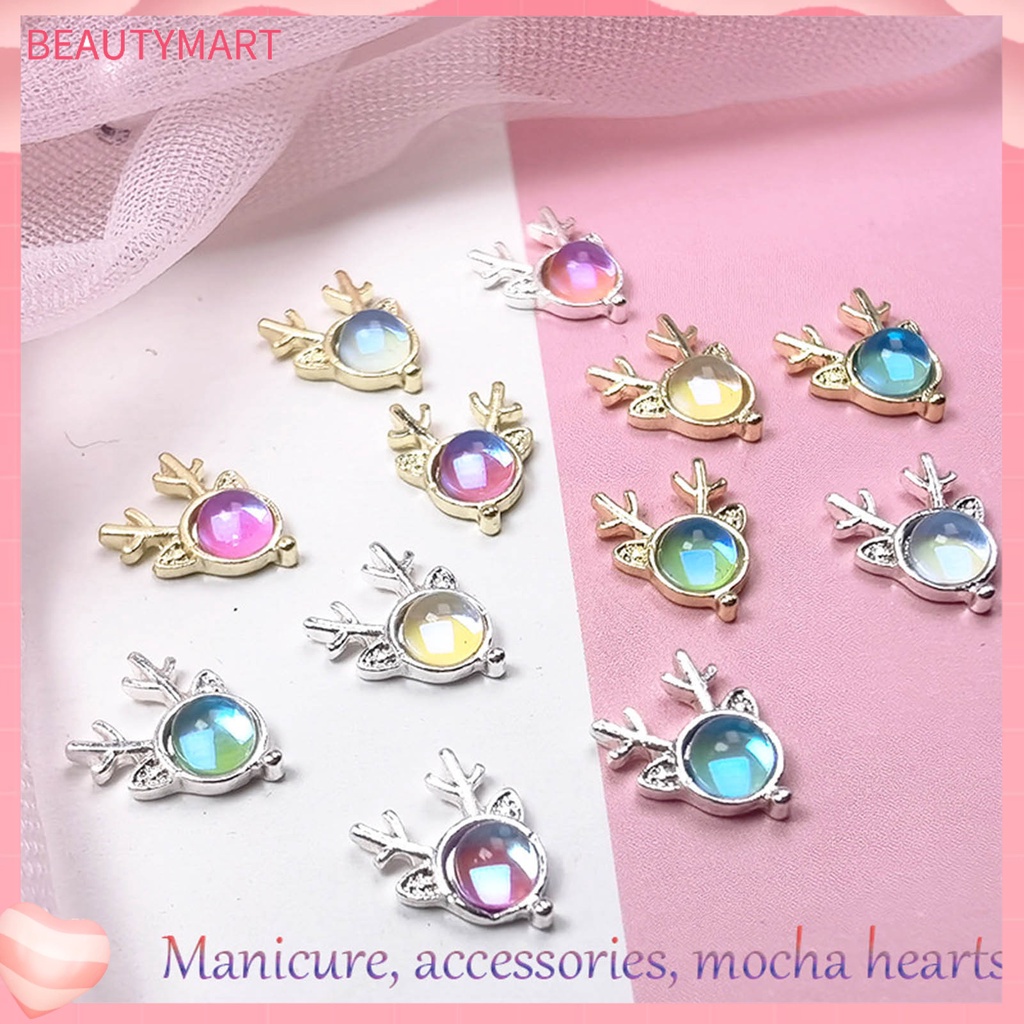 Set 10 Phụ Kiện Trang Trí Móng Tay 3D Hình Sừng Hươu Cho Nữ