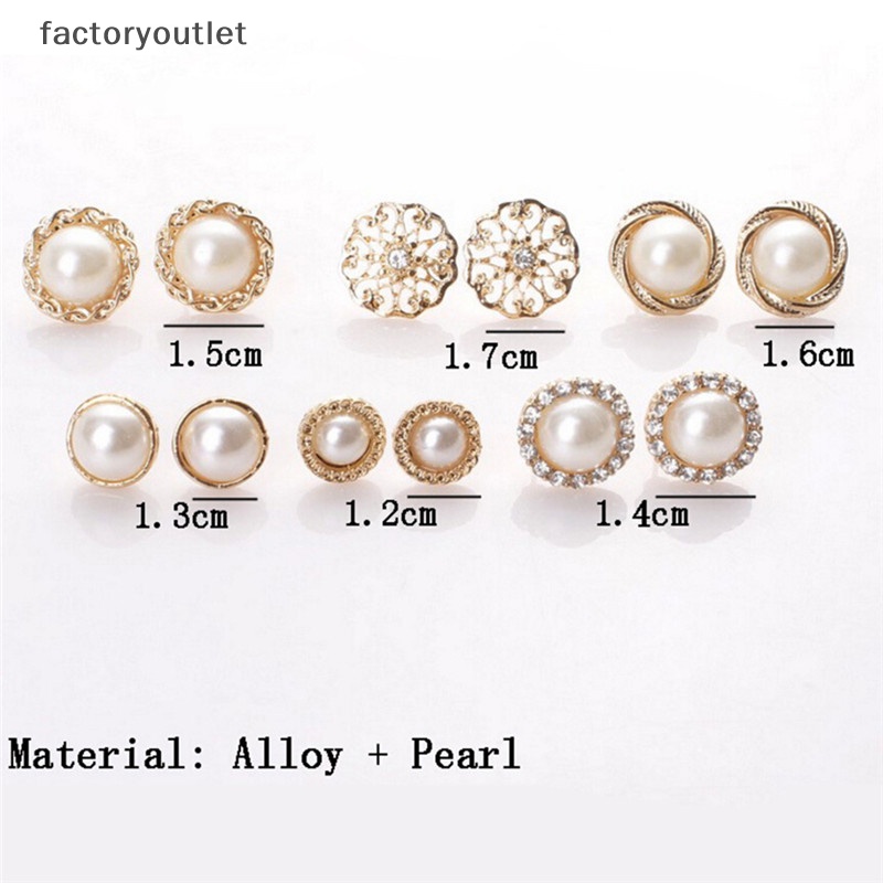 Set 6 Đôi Khuyên Tai Đính Hạt Giả Ngọc Trai Nhã Nhặn