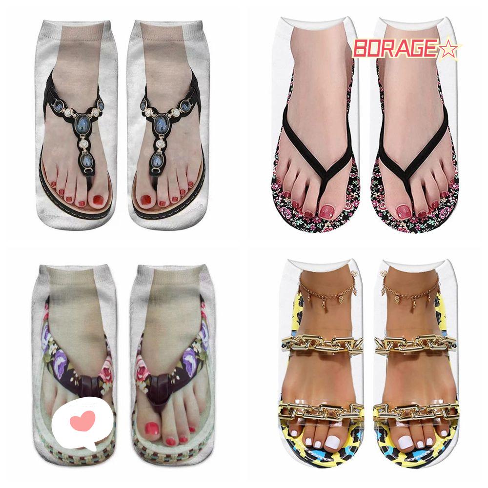 Đôi Vớ Cổ Thấp Mềm Mại Thoải Mái In Họa Tiết Múa Ba Lê 3D Cho Người Lớn