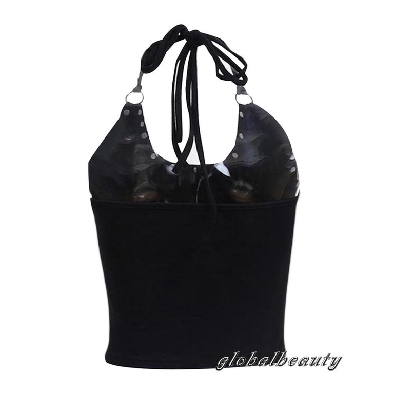 Áo Croptop Sát Nách Hở Lưng In Họa Tiết Đầu Lâu Đính Đinh Tán Phong Cách Gothic Thời Trang Mùa Hè Cho Nữ