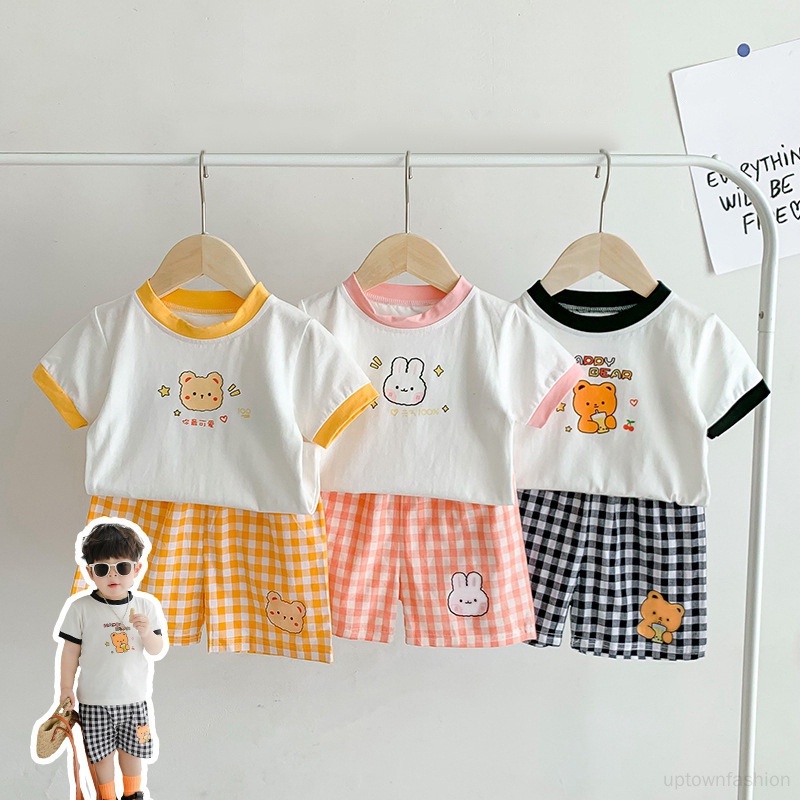 Set Áo Thun Tay Ngắn + Quần short Dễ Thương Thời Trang Mùa Hè Cho Bé Trai / Gái