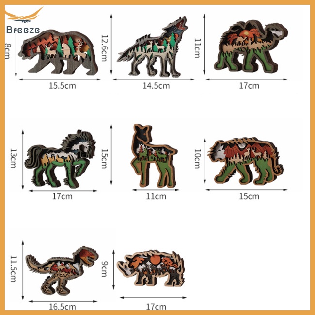 Phụ Kiện Trang Trí Nhà Cửa Hình Động Vật Nhiều Tầng Bằng Gỗ Độc Đáo