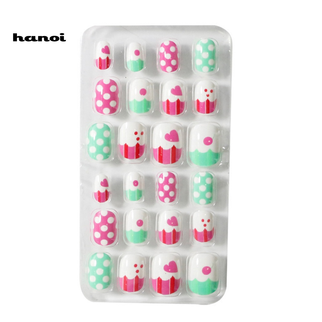 Bộ 24 Miếng Dán Móng Tay Bằng PVC Lâu Trôi Hình Trái Tim Cho Nữ