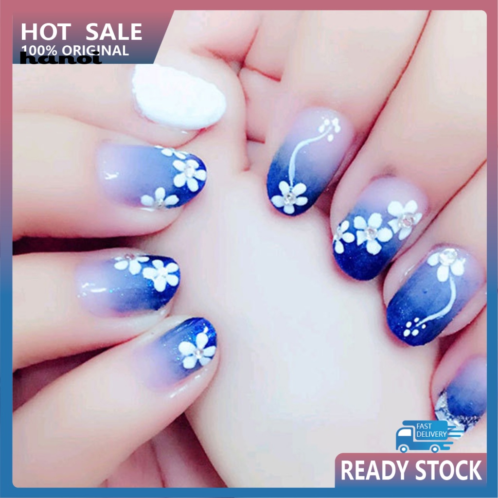 1 Bộ Miếng Dán Móng Tay Bằng Nhựa Siêu Mỏng In Họa Tiết Hoa Tinh Tế Thời Trang Cho Nữ