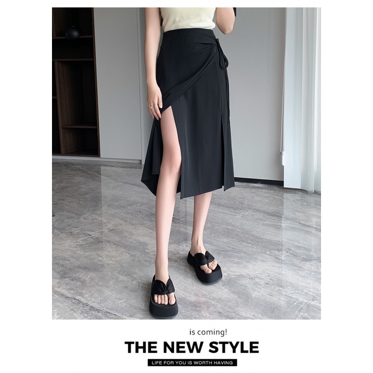 Chân Váy Chữ a Lưng Cao Xẻ Tà Một Mảnh Thời Trang Mùa Hè