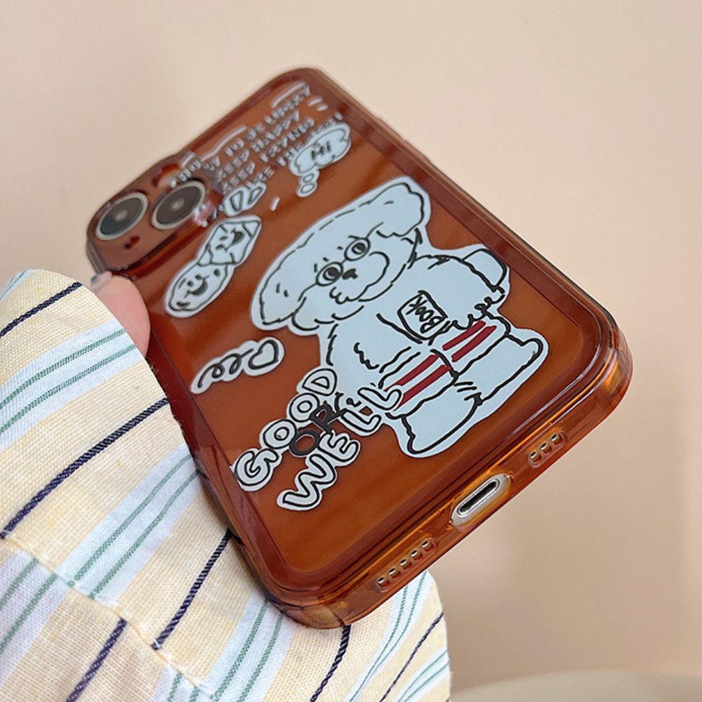 Ốp Điện Thoại TPU Mềm Chống Sốc Chống Bụi Bẩn In Hình Cún Đeo Kính Cho IPhone 11 14 13 12 Pro Max XS XR 7 8 Plus