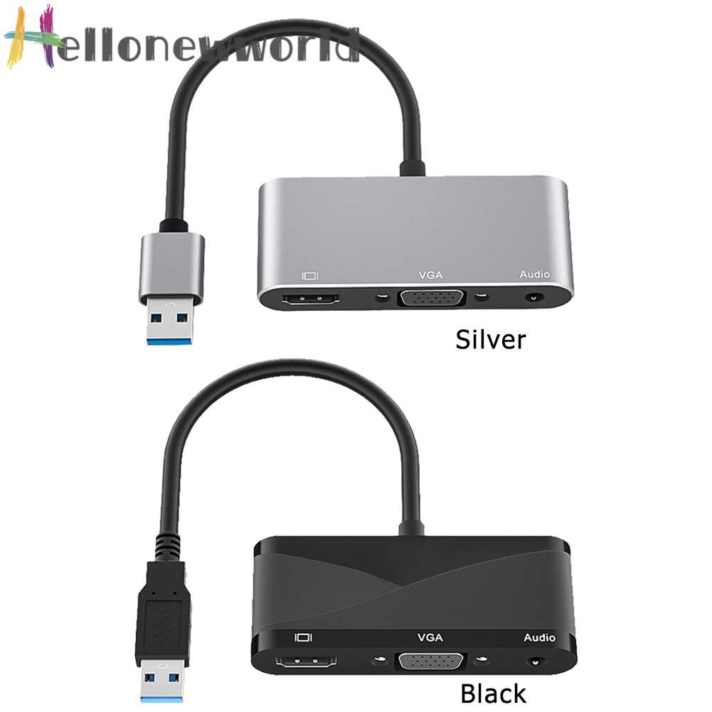 Bộ ChuyểN ĐổI Âm Thanh 3 Trong 1 1080P HD USB 3.0 Sang VGA HDMI-compatible 3.5