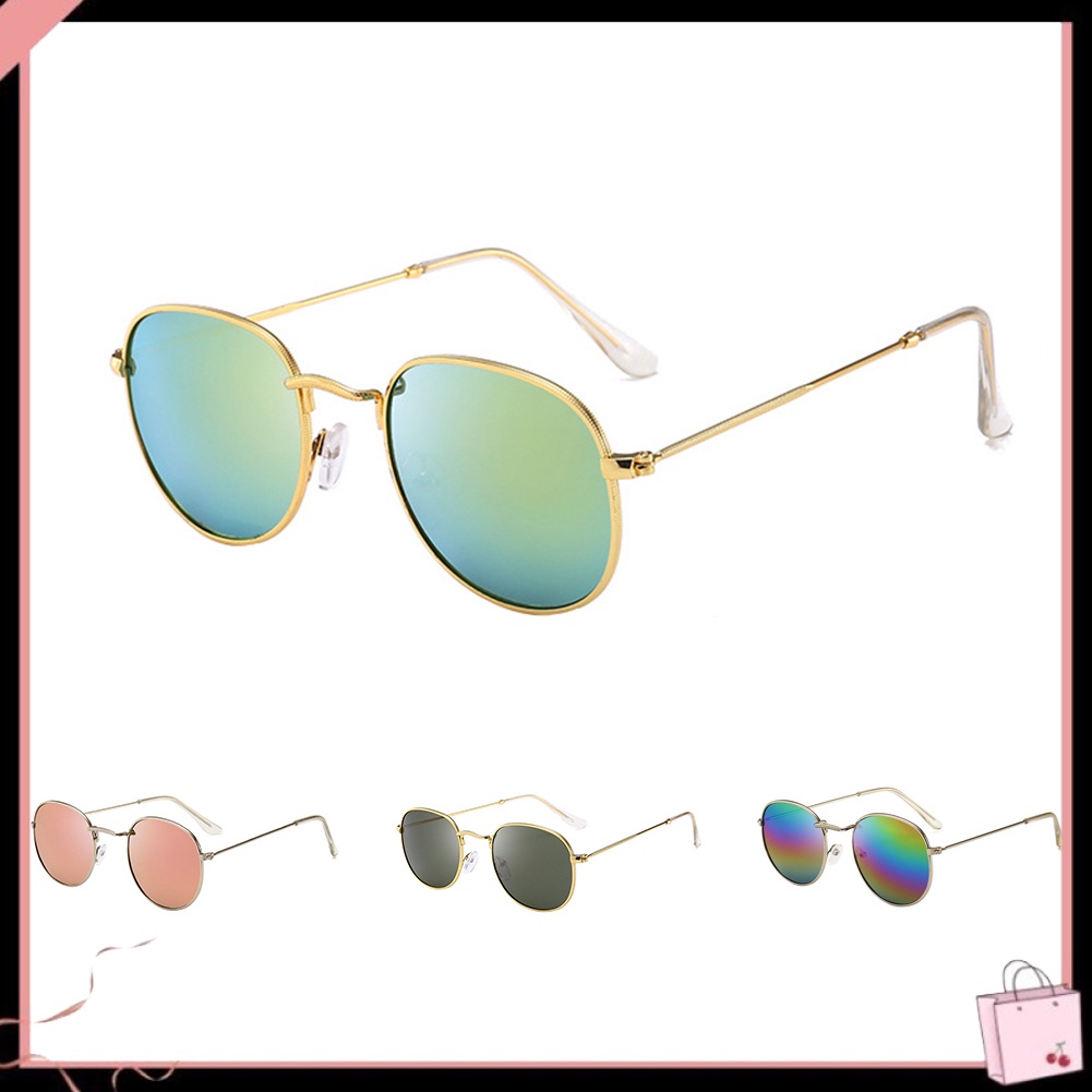 Kính Mát Tròng Tráng Gương Chống Tia UV400 Phong Cách Vintage