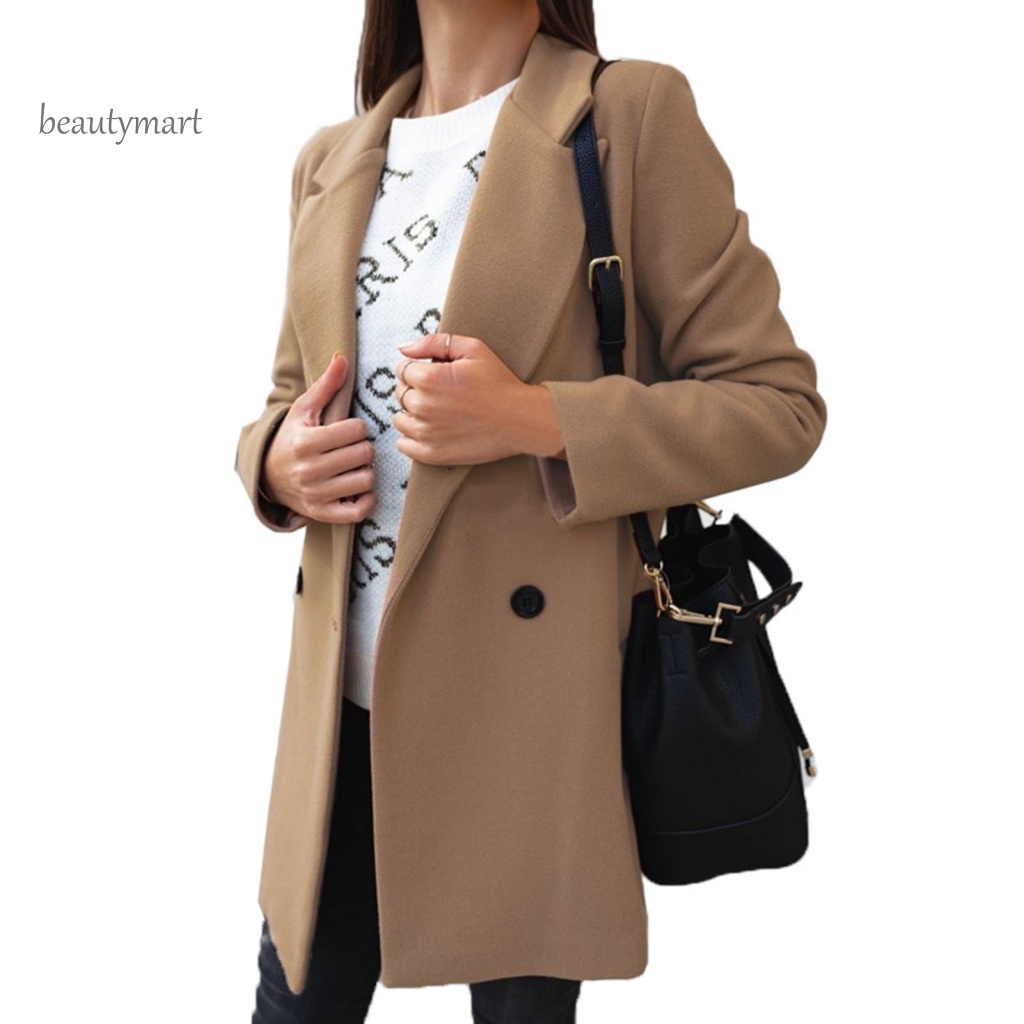 Áo Khoác Mùa Đông Dáng Dài Bằng Polyester Màu Trơn Cho Nữ beautymartm1