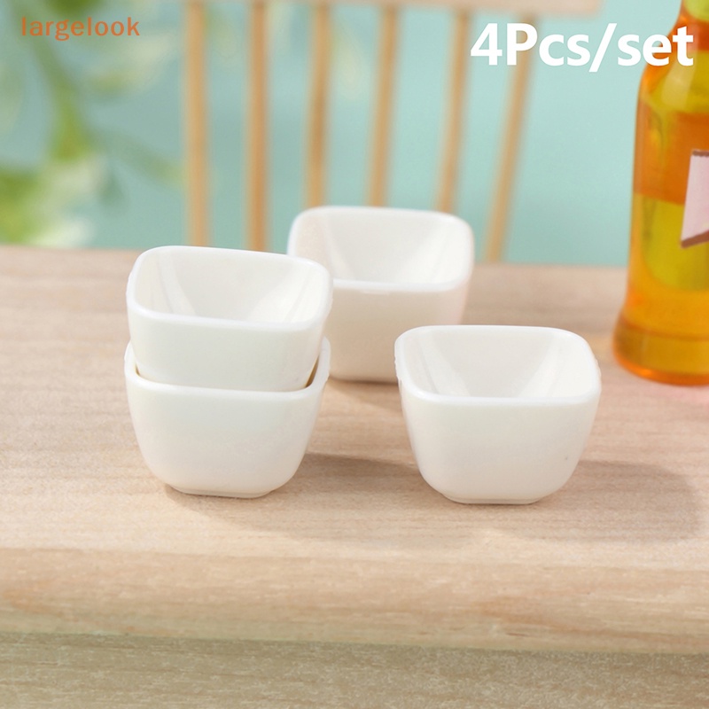 Set 4 Bát Ăn Cơm Hình Vuông Mini Tỉ Lệ 1: 12 Dùng Để Trang Trí Nhà Búp Bê