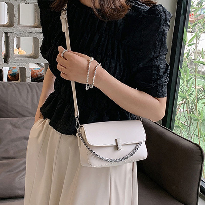Túi Đeo Vai Hình Vuông Cỡ Nhỏ Phối Dây Đeo Sợi Xích Thời Trang Pháp Cao Cấp Cho Nữ