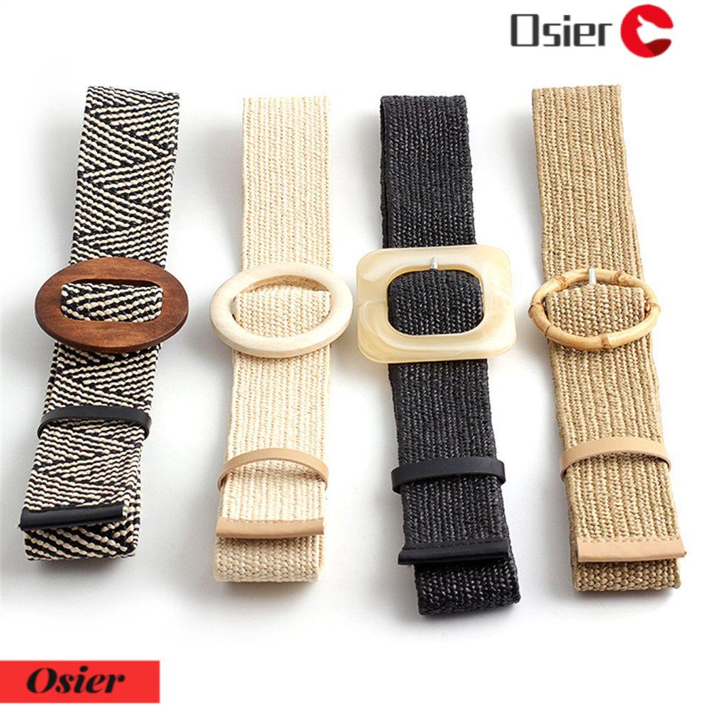 Thắt Lưng Bện Sợi Rơm Bản Rộng Phối Khóa Gỗ Thời Trang Mùa Hè 1