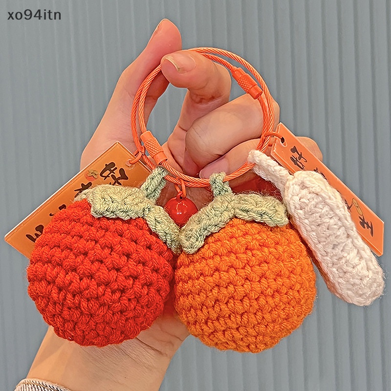 Tn Móc Khóa Xe Hơi / Túi Xách Đan Tay Hạnh Phúc Mặt Persimmon Thủ Công Cho Cặp Đôi n