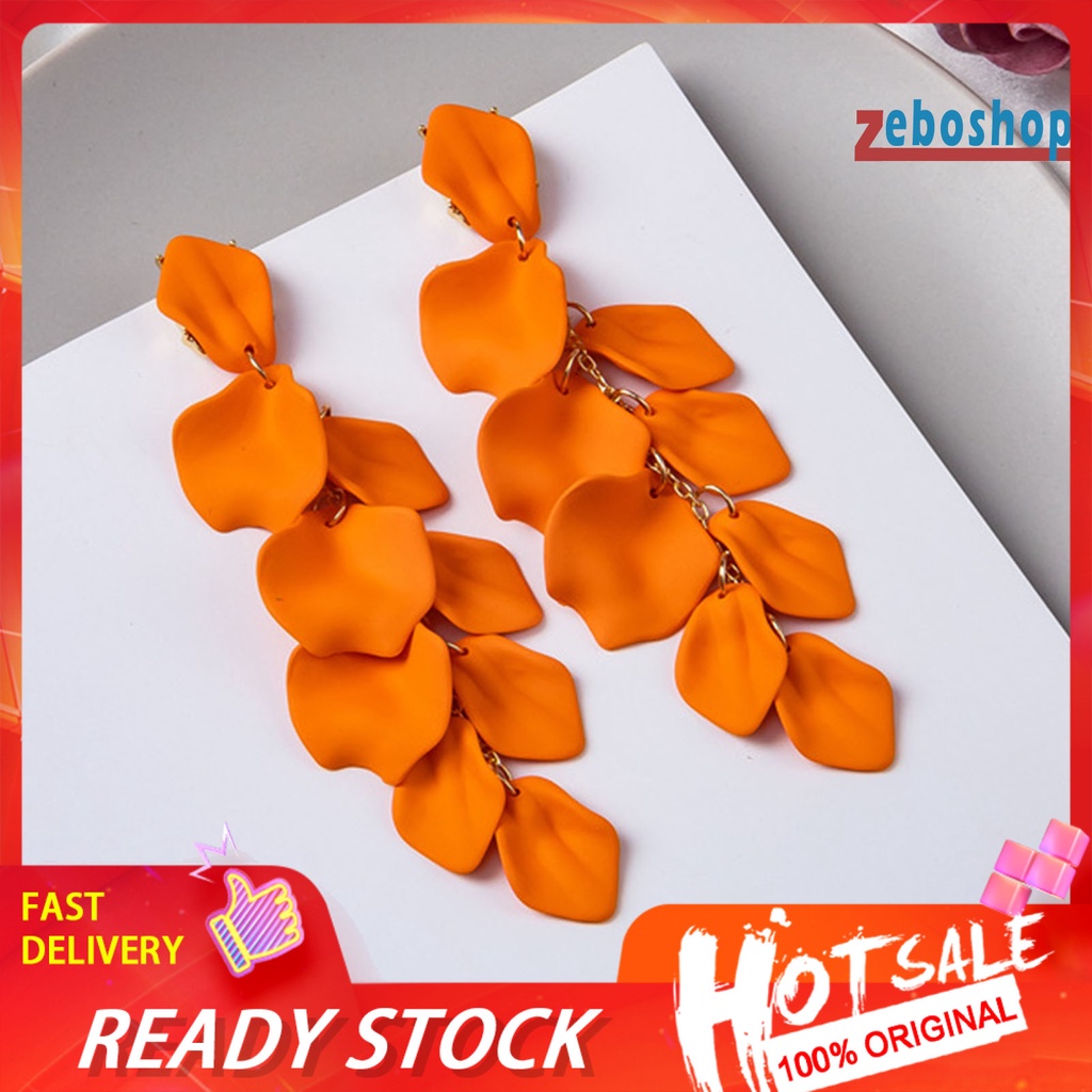 1 Cặp Bông Tai Dáng Dài Hình Hoa Hồng Phối Tua Rua Lấp Lánh Thanh Lịch Cho Nữ