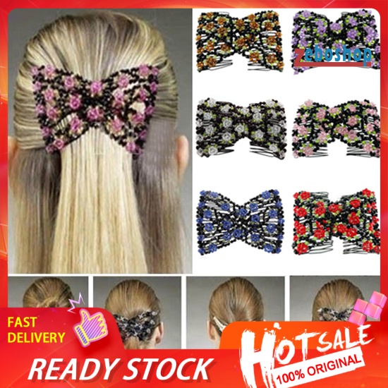 Lược Cài Tóc Đính Hạt Hình Nơ Và Hoa Hồng Dành Cho Nữ